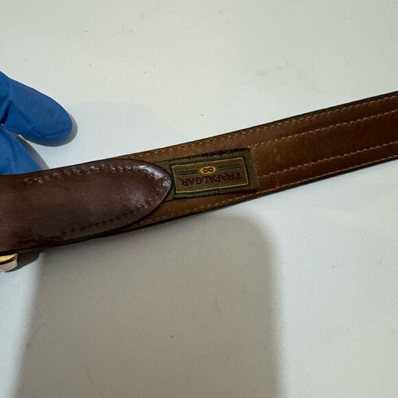 Trafalgar Men's Braided Leather Belt with Gold Buckle Size 36 - Picture 4 of 5